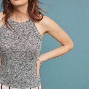 ANTHROPOLOGIE Maeve Marbled Ribbed High Neck Top Women's Size Large